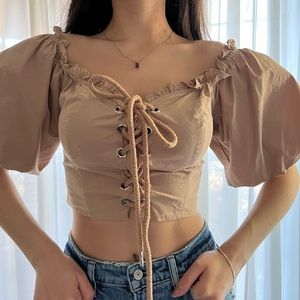I AM GIA lace up crop top